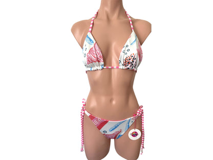 Swimwear reversible set pretty and fashion print with cheeky bikini