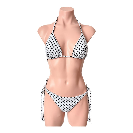 Polka dot swimwear set top and cheeky bikini