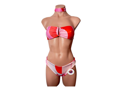 swimwear set 3 pieces full coverage bottom strapless top