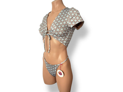 Swimwear fashion set short sleeves top and cheeky bikini