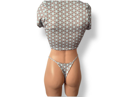 Swimwear fashion set short sleeves top and cheeky bikini