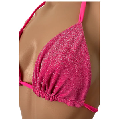 Swimwear hot pink set bikini triangle top cheeky bikini bottom