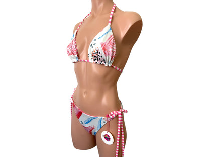 Swimwear reversible set pretty and fashion print with cheeky bikini