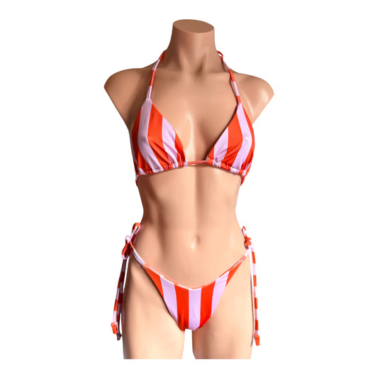 Swimsuit vibrant color set triangle top with cheeky bikini bottom