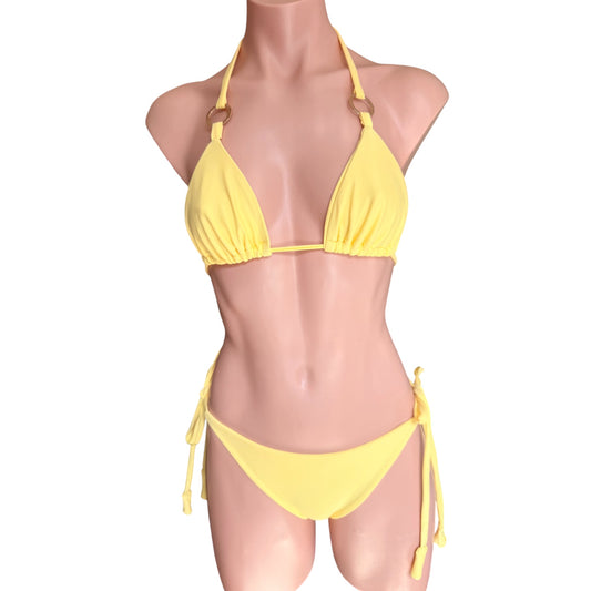 Swimwear Butter yellow butter color top and cheeky bikini / cheeky swimsuit bottom / Set fashion bikini  / Strapless top