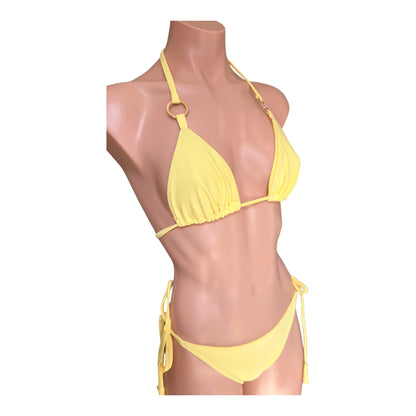 Swimwear Butter yellow butter color top and cheeky bikini / cheeky swimsuit bottom / Set fashion bikini  / Strapless top