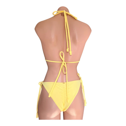 Swimwear Butter yellow butter color top and cheeky bikini / cheeky swimsuit bottom / Set fashion bikini  / Strapless top