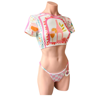 Swimwear set top with cheeky bikini bottom new collection