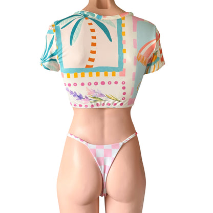 Swimwear set top with cheeky bikini bottom new collection