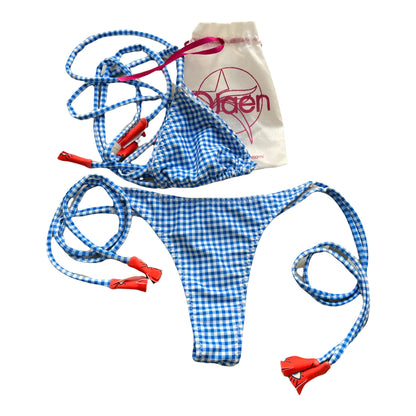 Swimwear Classy set triangle top with cheeky bikini/ blue swimsuit cheeky bottom