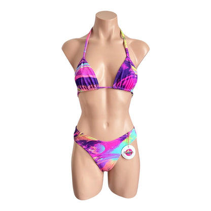 Swimwear fashion bikini set top with cheeky bottom / cheeky bikini bottom purple swimsuit