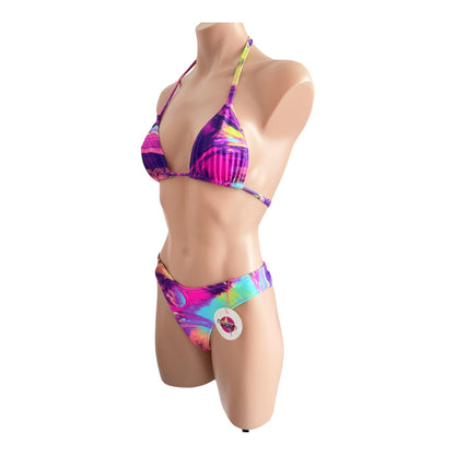 Swimwear fashion bikini set top with cheeky bottom / cheeky bikini bottom purple swimsuit