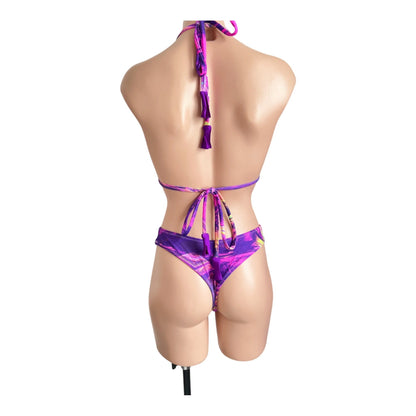 Swimwear fashion bikini set top with cheeky bottom / cheeky bikini bottom purple swimsuit