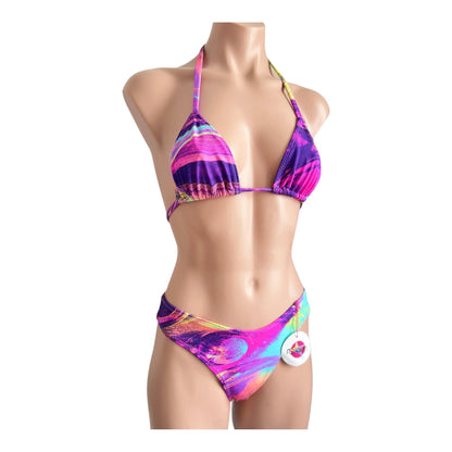 Swimwear fashion bikini set top with cheeky bottom / cheeky bikini bottom purple swimsuit