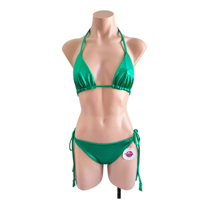 Swimwear shine animal print fashion / Green swimsuit cheeky bikini