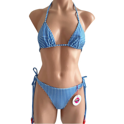 Swimwear Classy set triangle top with cheeky bikini/ blue swimsuit cheeky bottom