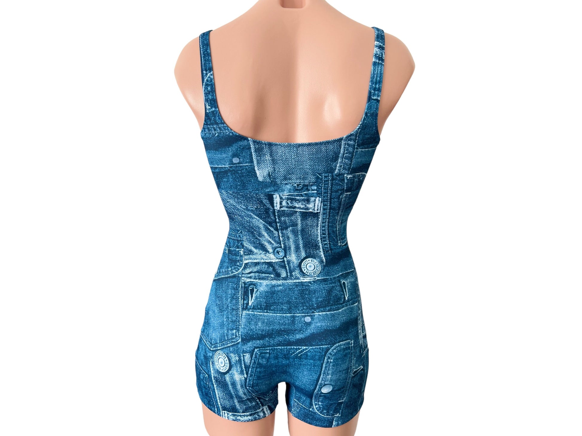 Romper Versatile fashion Denim print /Active short romper jumpsuit