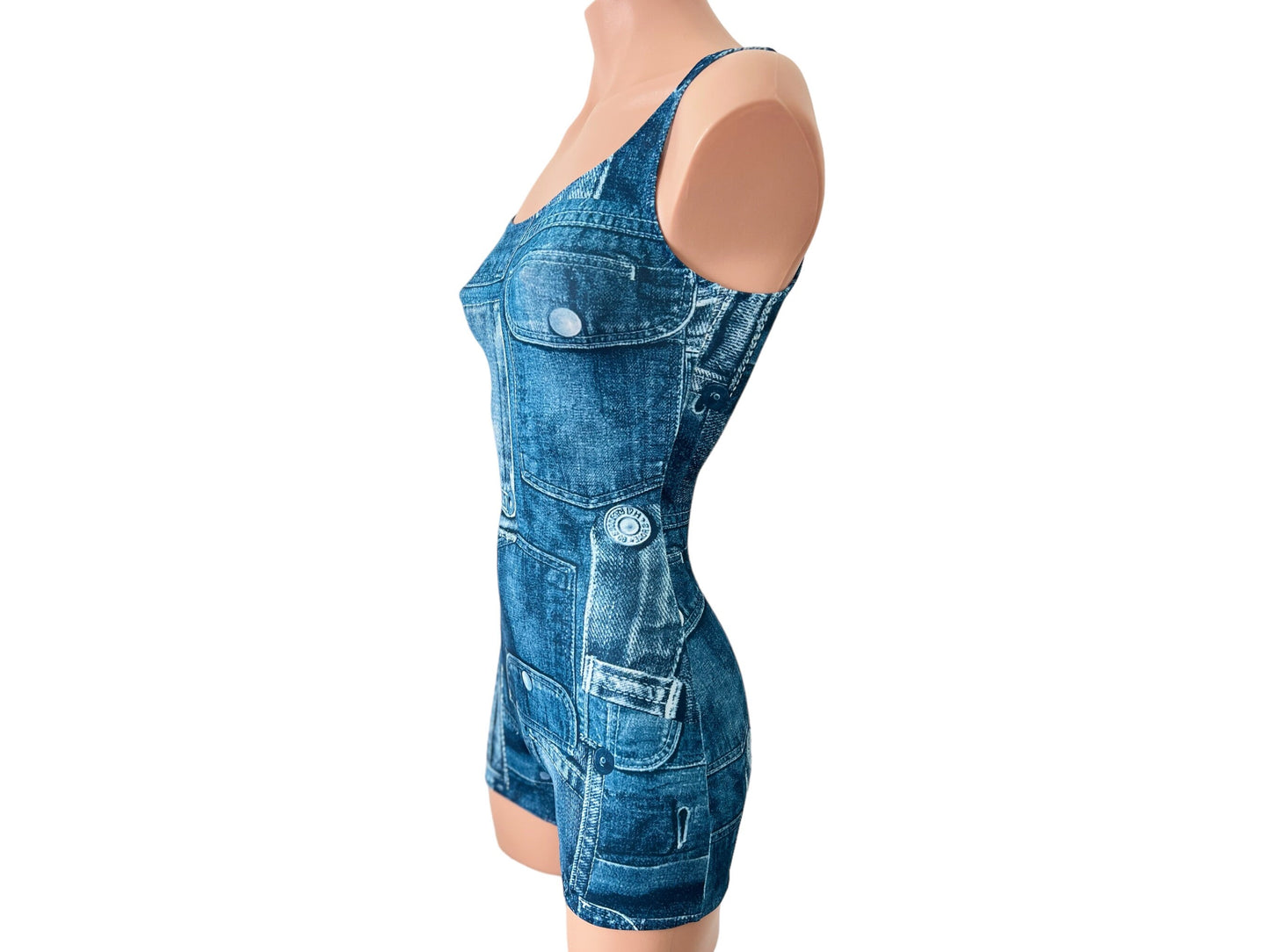 Romper Versatile fashion Denim print /Active short romper jumpsuit