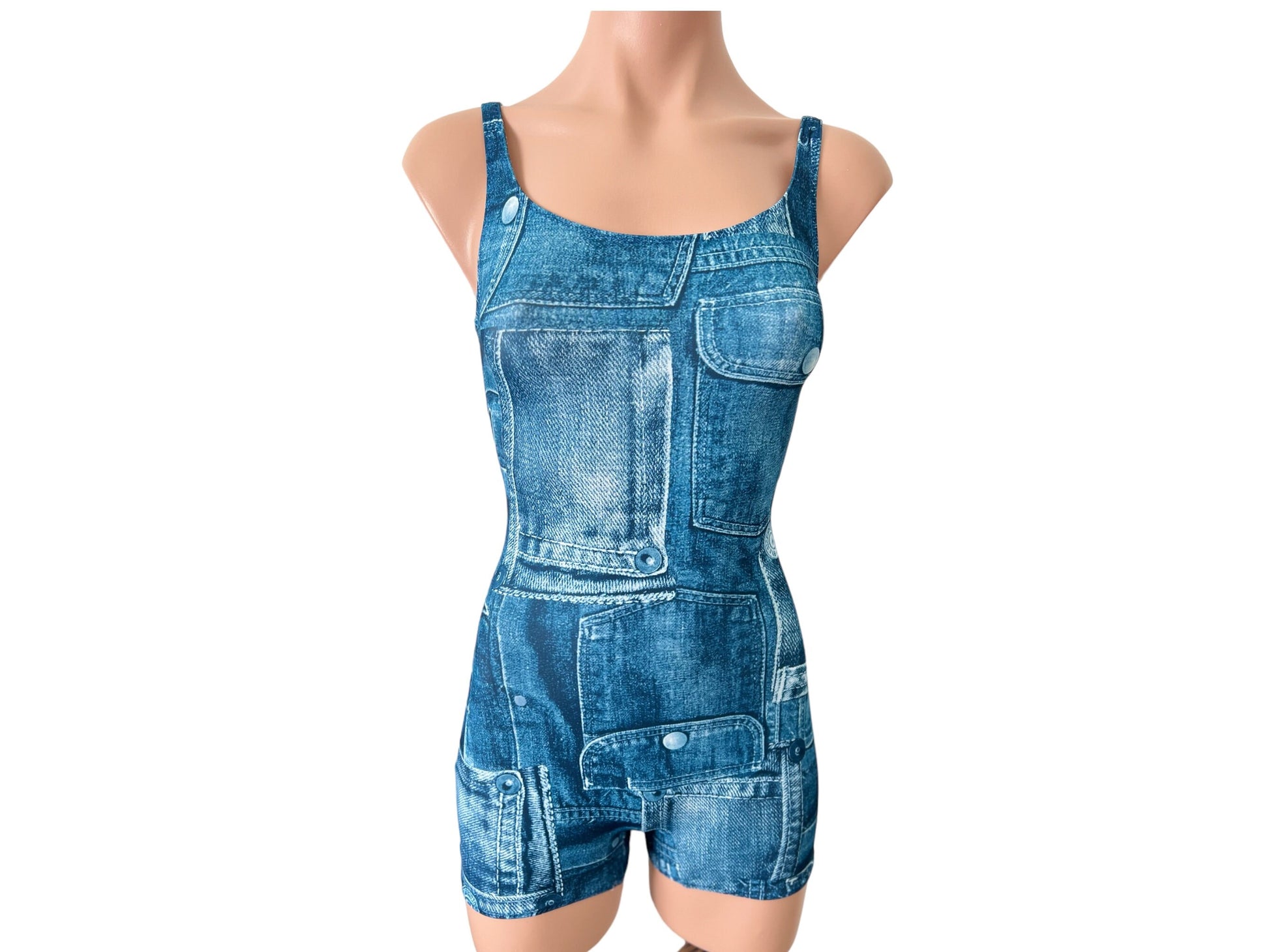 Romper Versatile fashion Denim print /Active short romper jumpsuit