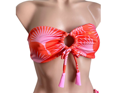 Swimwear strapless top and cheeky bikini / cheeky swimsuit bottom / set bikini fashion colorful / Strapless top