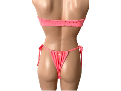 Pink fashion Swimwear set top with cheeky bikini