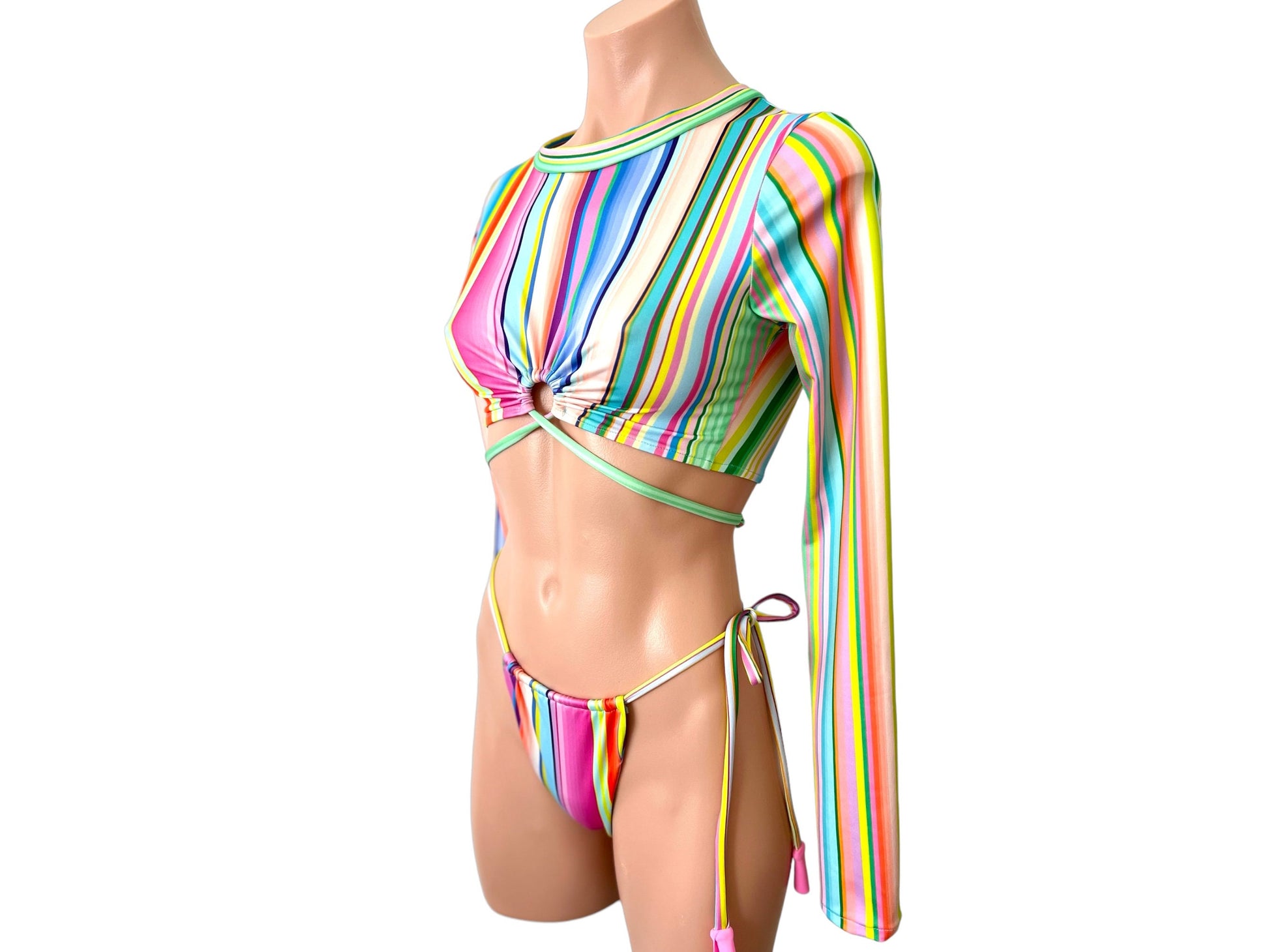 Swimwear Candy collection set crop top long sleeves & cheeky bikini/ crop top swimwear/ cheeky bikini with top
