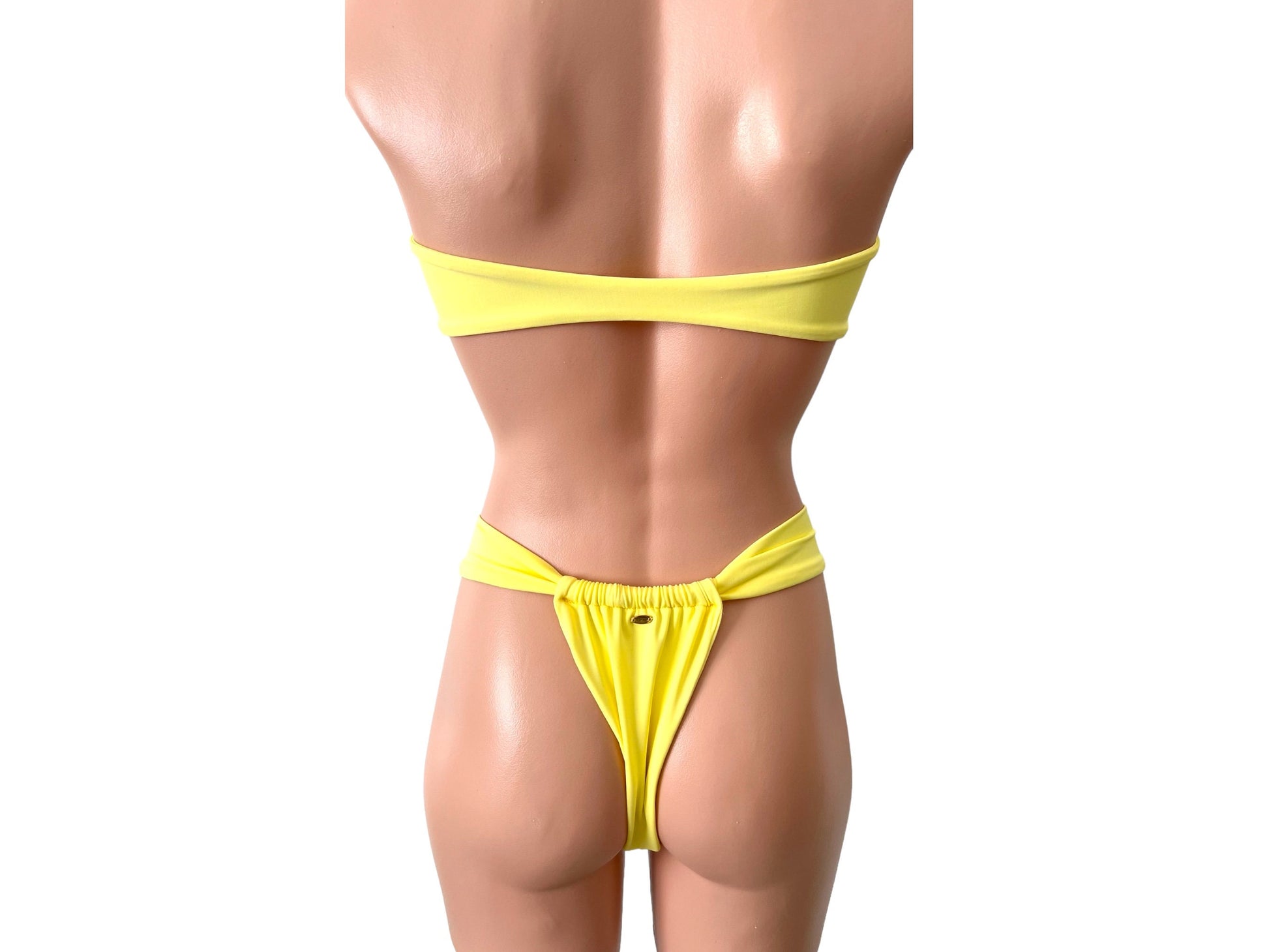 Swimwear Butter yellow trendy color strapless top and cheeky bikini / cheeky swimsuit bottom / Set fashion bikini / Strapless top
