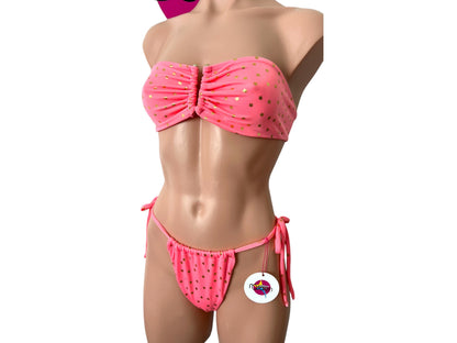 Pink fashion Swimwear set top with cheeky bikini