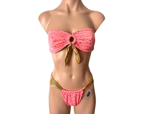 Swimwear set strapless top and bottom cheeky bikini trendy and pretty swimwear