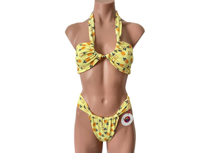 Swimwear fashion yellow bikini set top and cheeky bottom