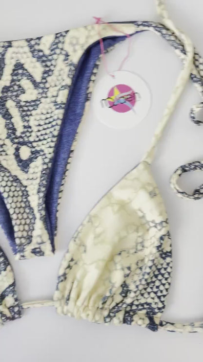 Swimwear Fashion animal print Reversible set triangle top Large size/ cheeky bikini bottom