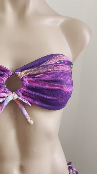 Swimwear fashion set Strapless top with cheeky bikini bottom  / exclusive and trendy style swimsuit