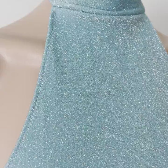 One piece swimwear shine blue color cheeky bikini / Elegant and sexy swimwear one piece
