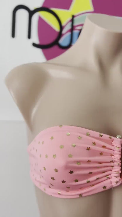 Pink fashion Swimwear set top with cheeky bikini