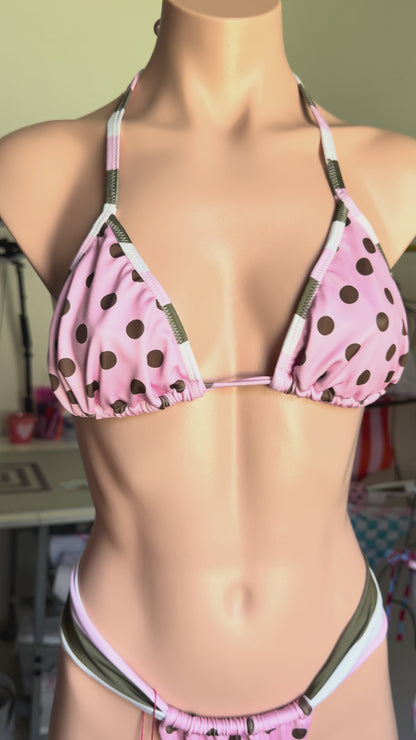 Polka dot swimsuit trendy pink fashionn set