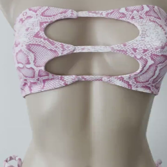 Animal print Pink Swimwear set top & bottom cheeky bikini/ pink swimsuit / swimwear pink trendy color