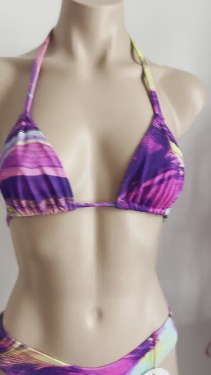 Swimwear fashion bikini set top with cheeky bottom  / cheeky bikini bottom purple swimsuit